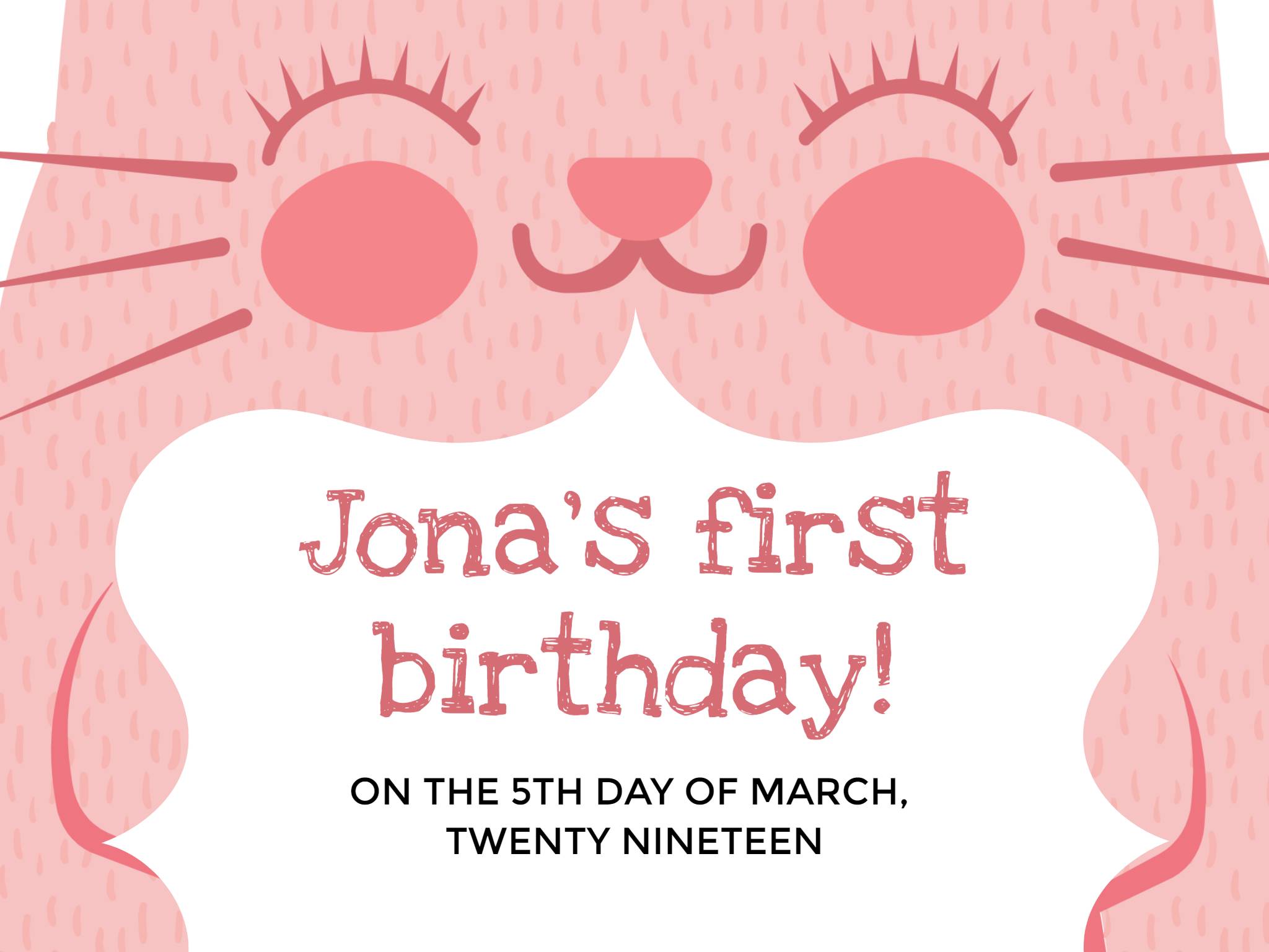 Cute Pink Cat Birthday Wish Card