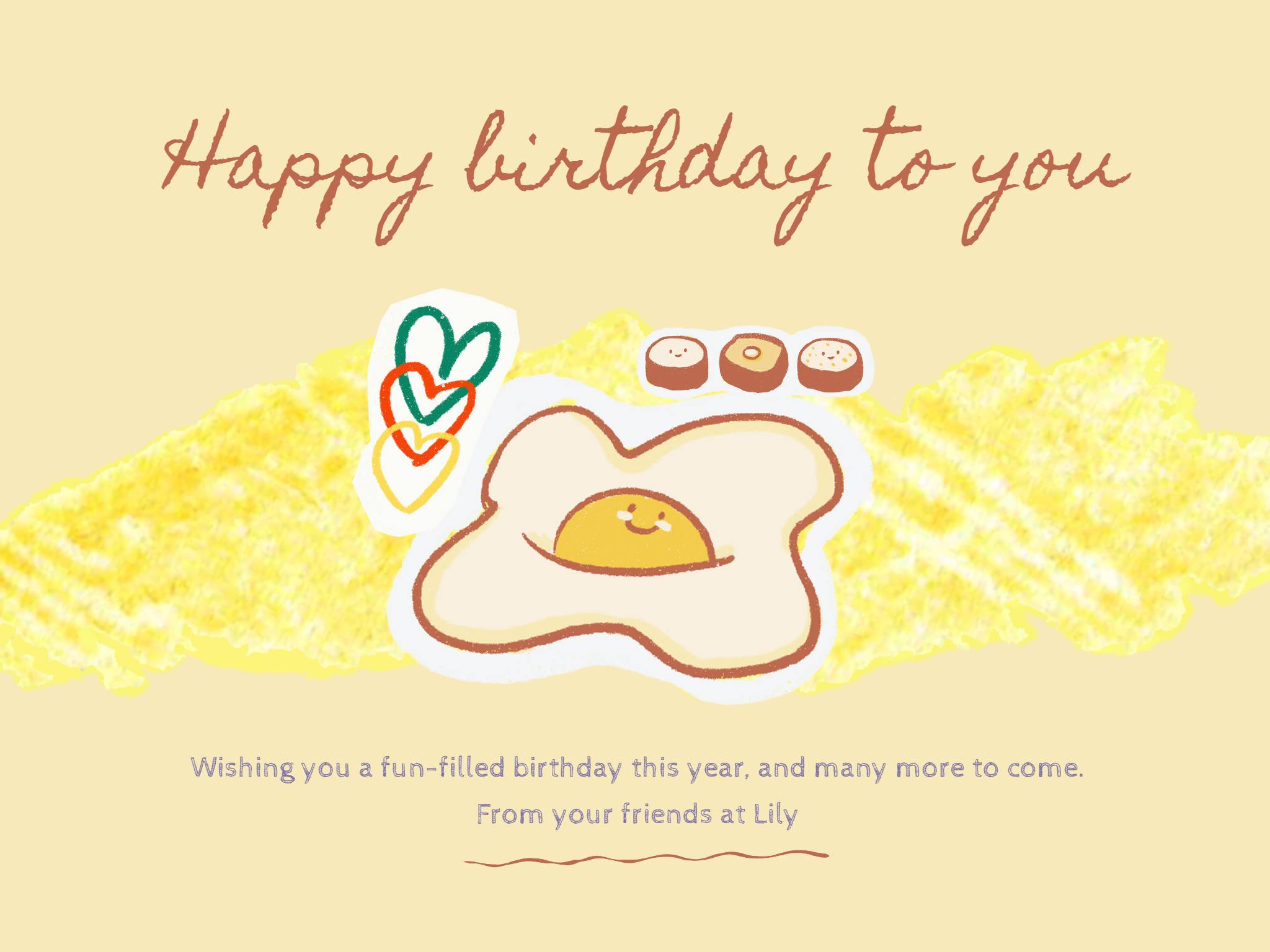Cute Yellow Birthday Card Template