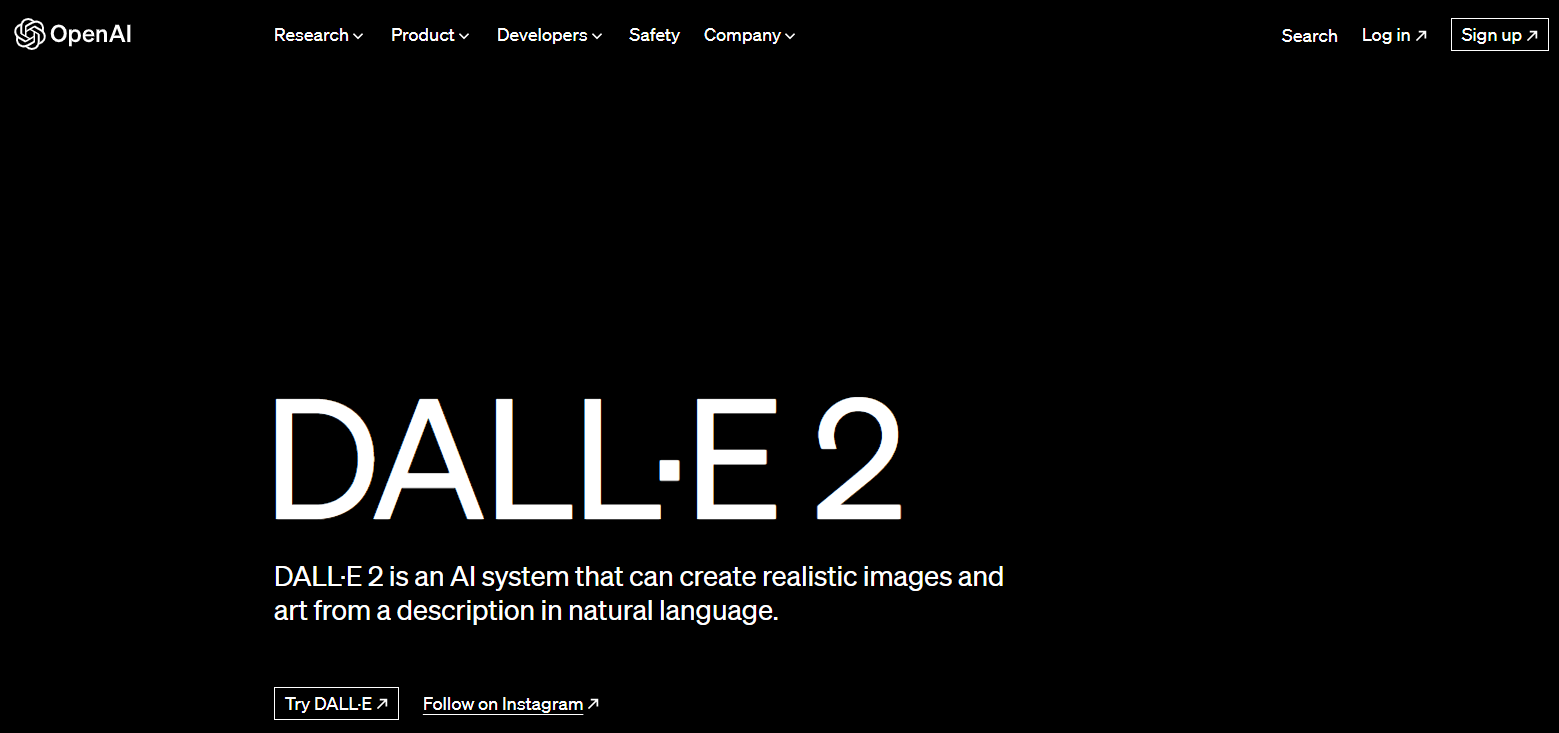 DALL-E 2 homepage