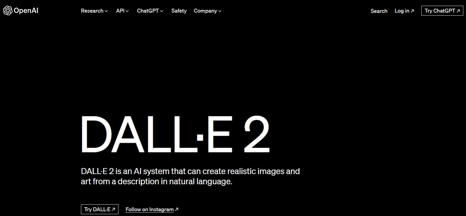 DALL-E2 homepage