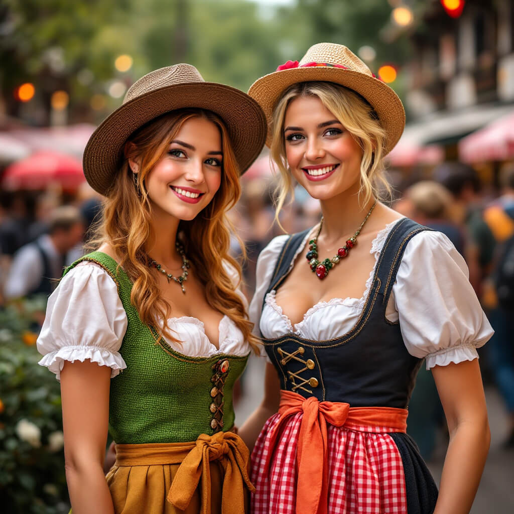 Traditonelle Dirndl fuer Oktoberfest