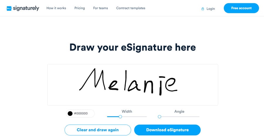 Draw signatures on Signaturely