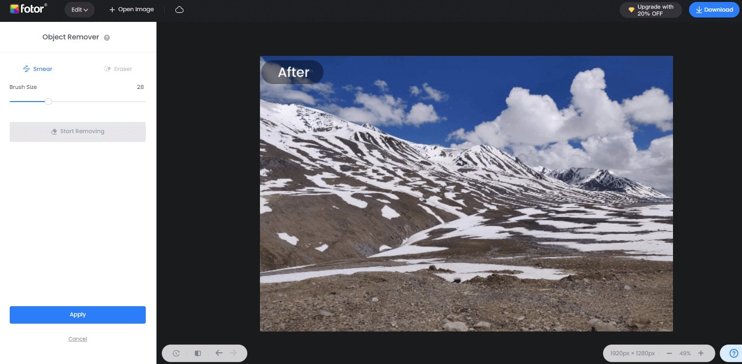 Edit a photo with Fotor's object remover