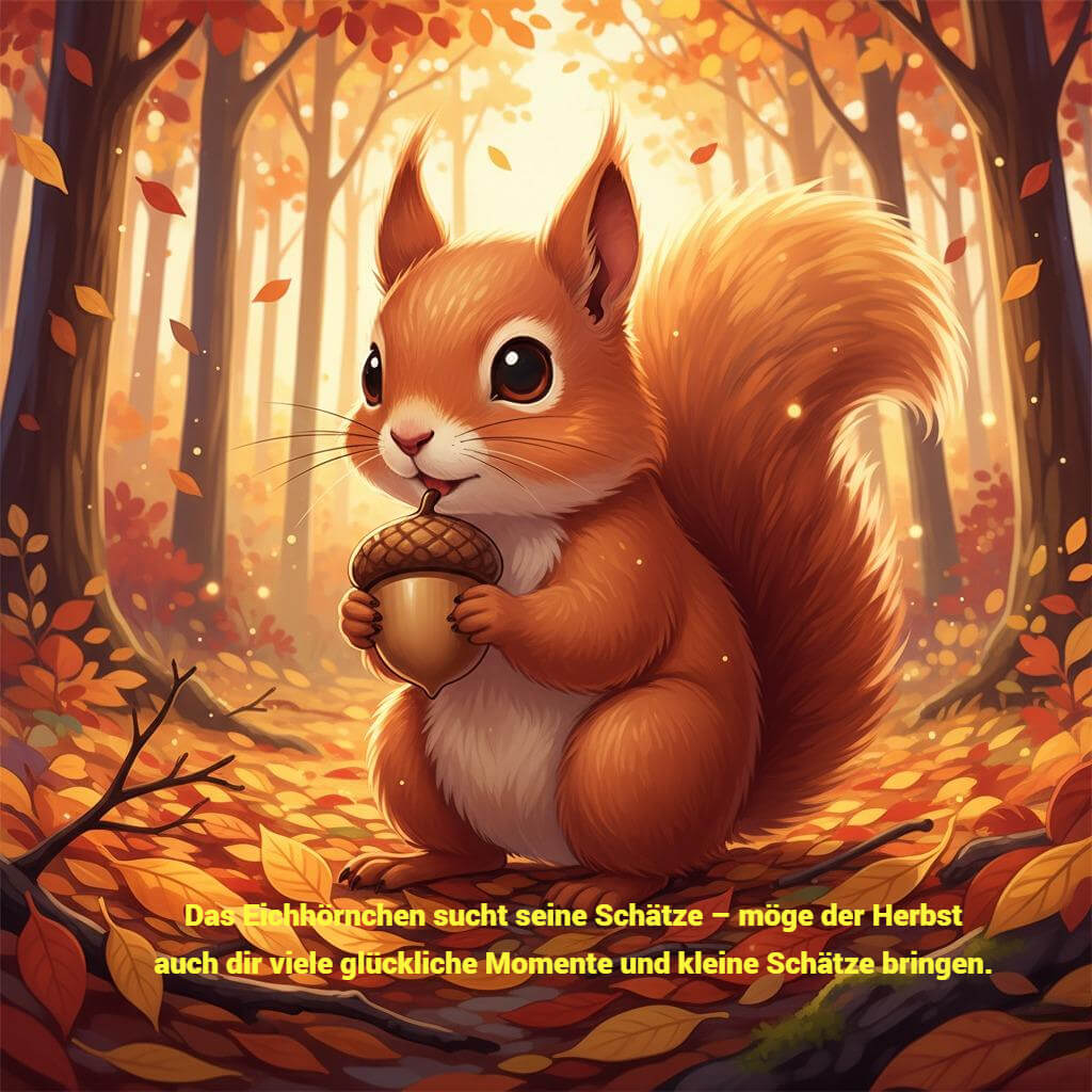 Ein Eichhörchen mit einem Eichel in Händen in Anime Stil