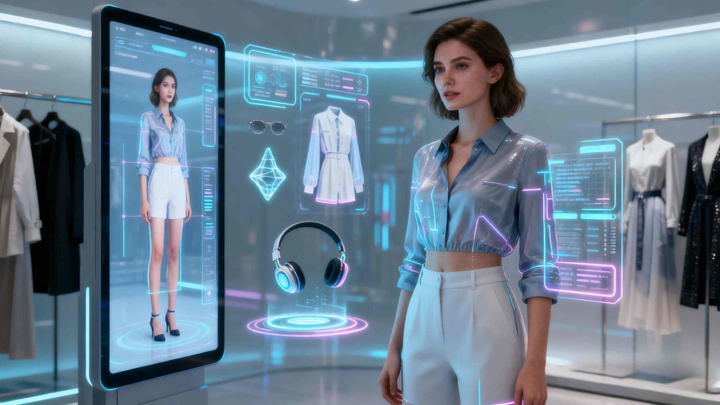 Essayer des vêtement et accessoires avant de passer la commande pendant le vendredi noir