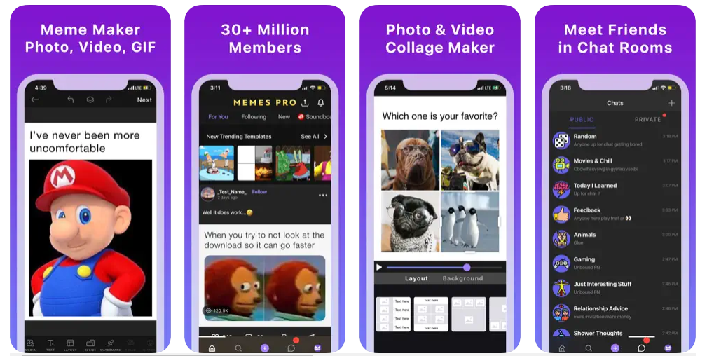 Features of the Memes.com app