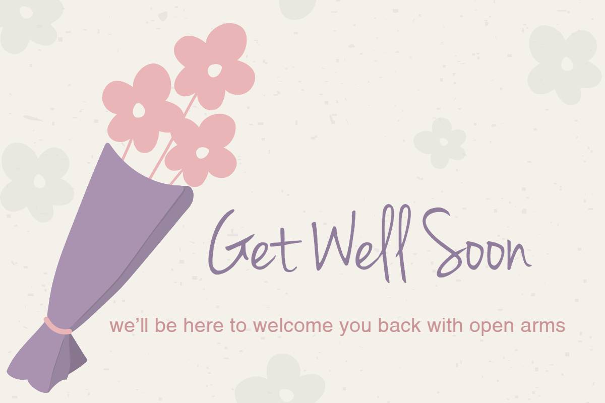 Floral Illustration Get Well Soon Card