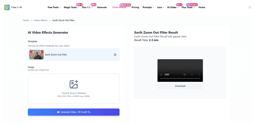Flux1 AI Earth Zoom Out Filter