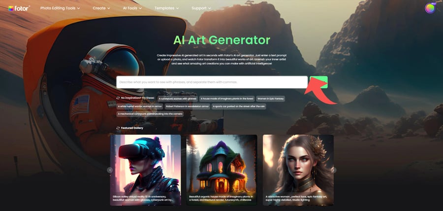Fotor free online AI art generator