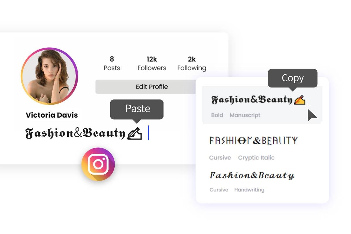 Fotor free online Instagram bio font generator