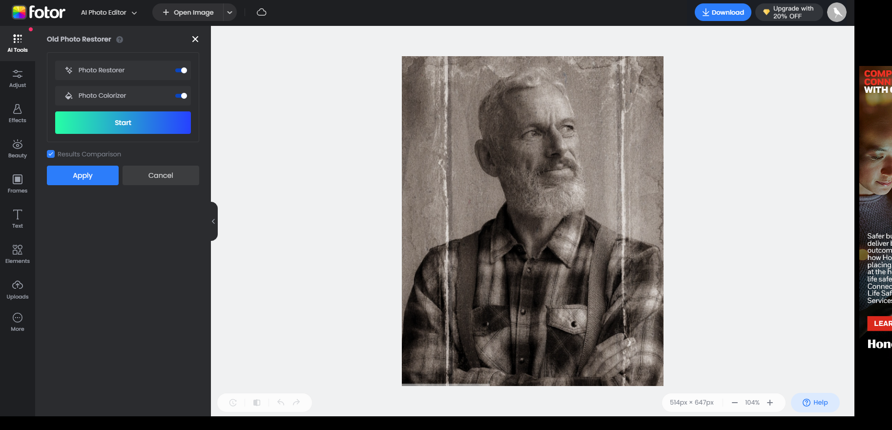 restore your old photos with Fotor's old photo restorer