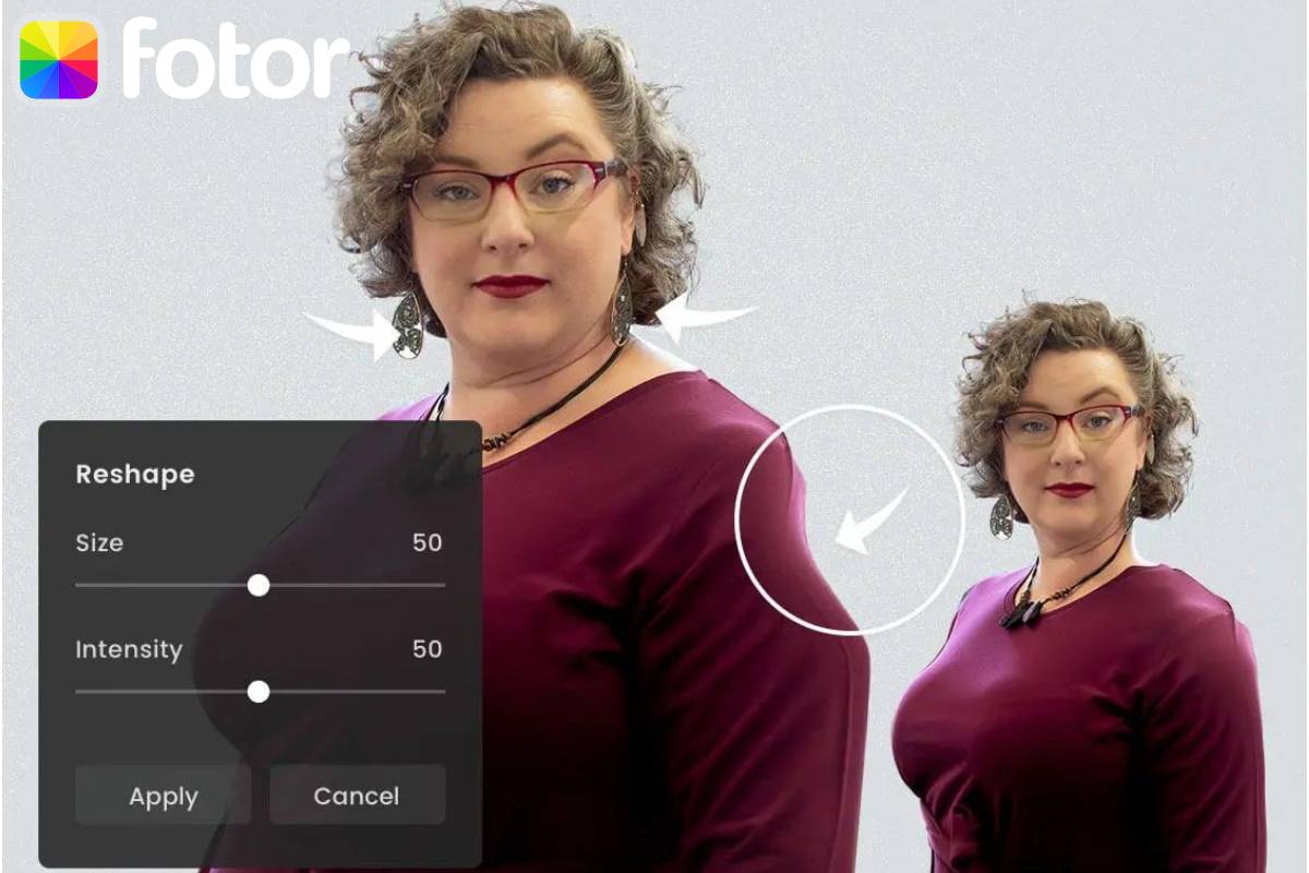 Fotor photo editor to reshape a woman photo