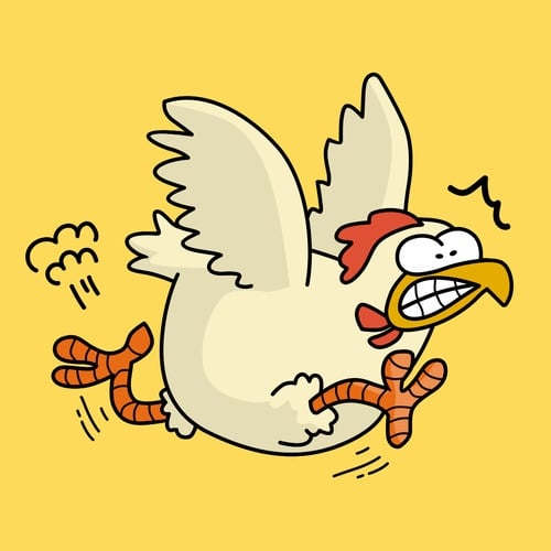 Funny PFP for Discord of a Cartoon Rooster Running With Its Wings Outstretched