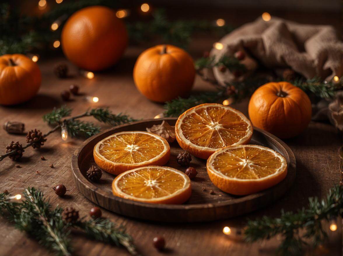 Weihnachtsgewürze mit Lichtenketten