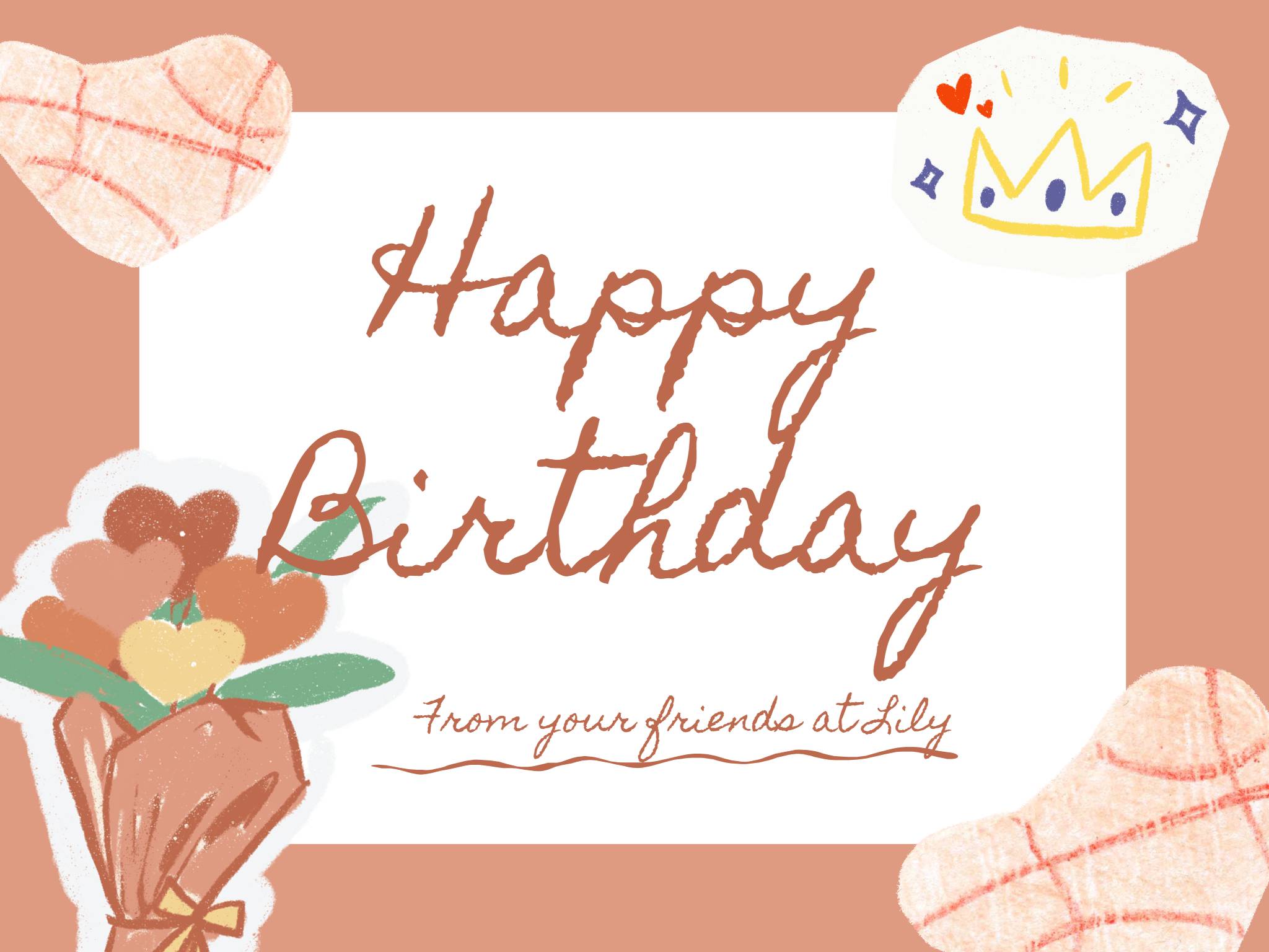 Gray Pink Flower Birthday Card Template