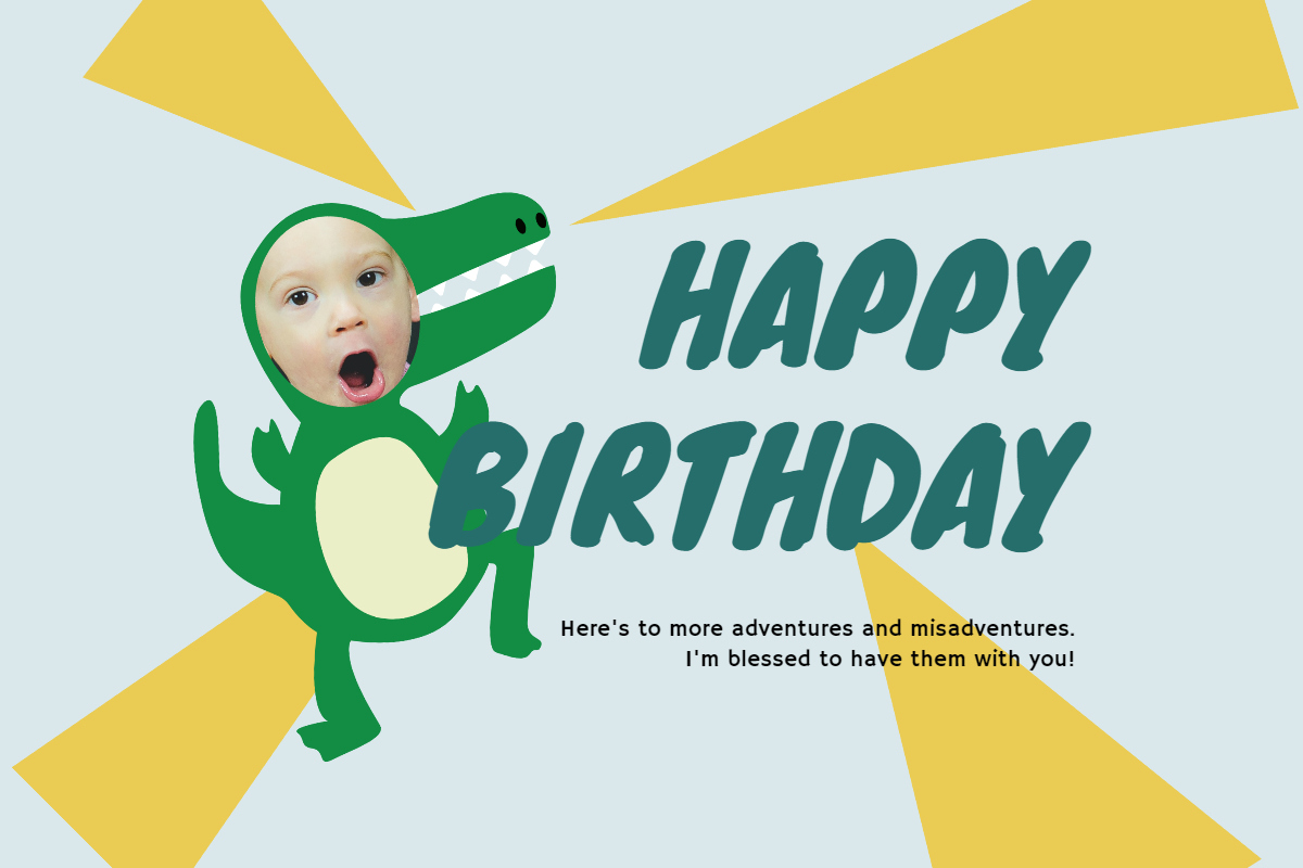 Green Dinosaur Baby Birthday Card