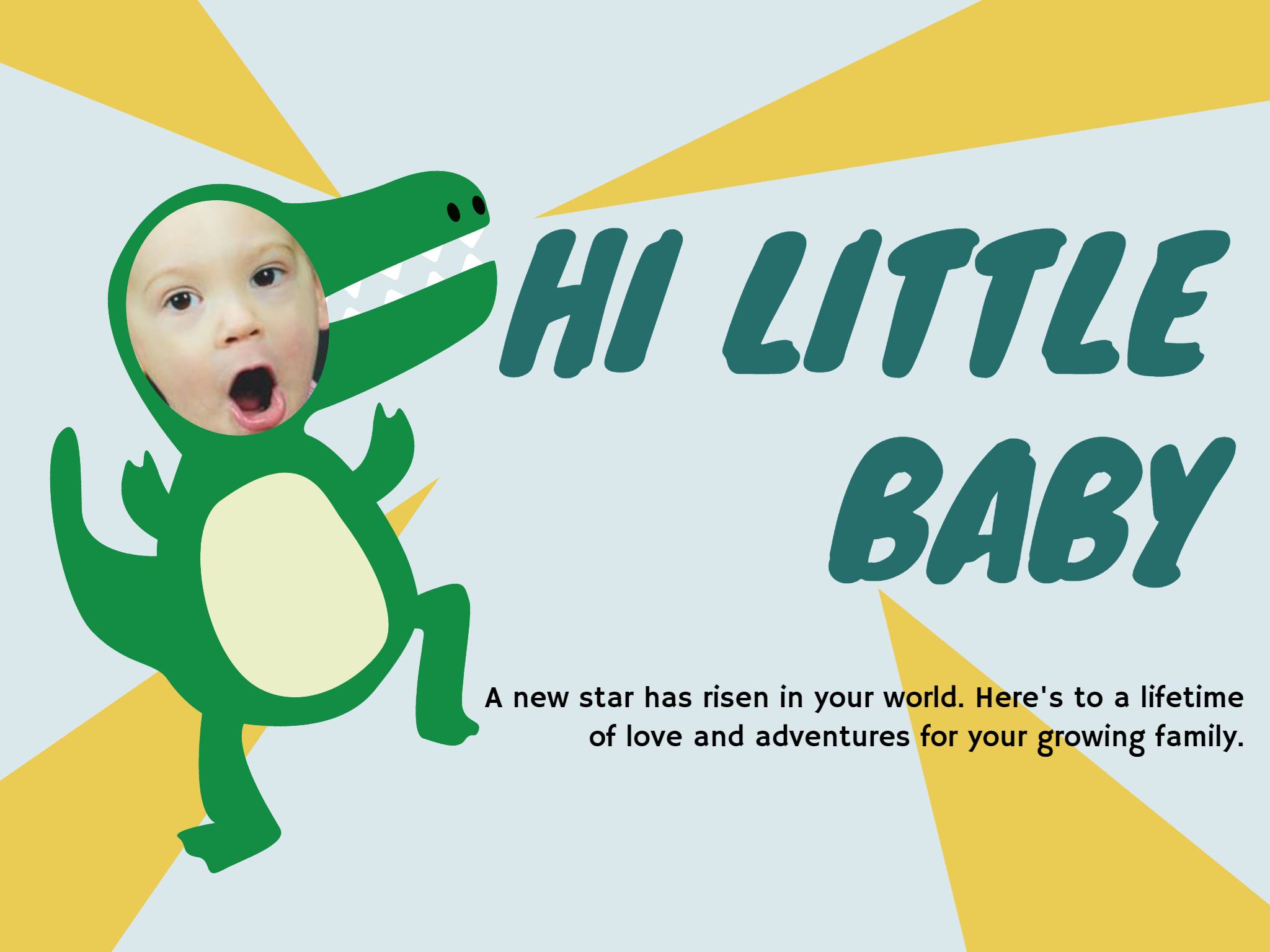 Green Dinosaur Baby Birthday Card