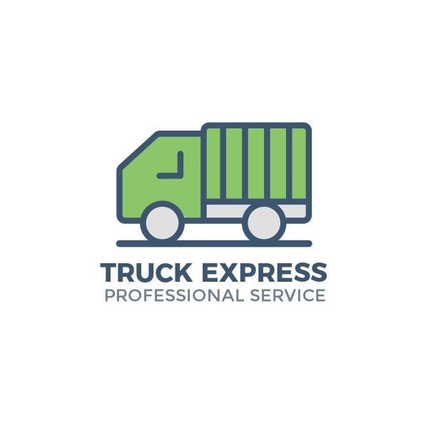 Green Illustration Simple Truck Transportation Delivery Service Logo Template