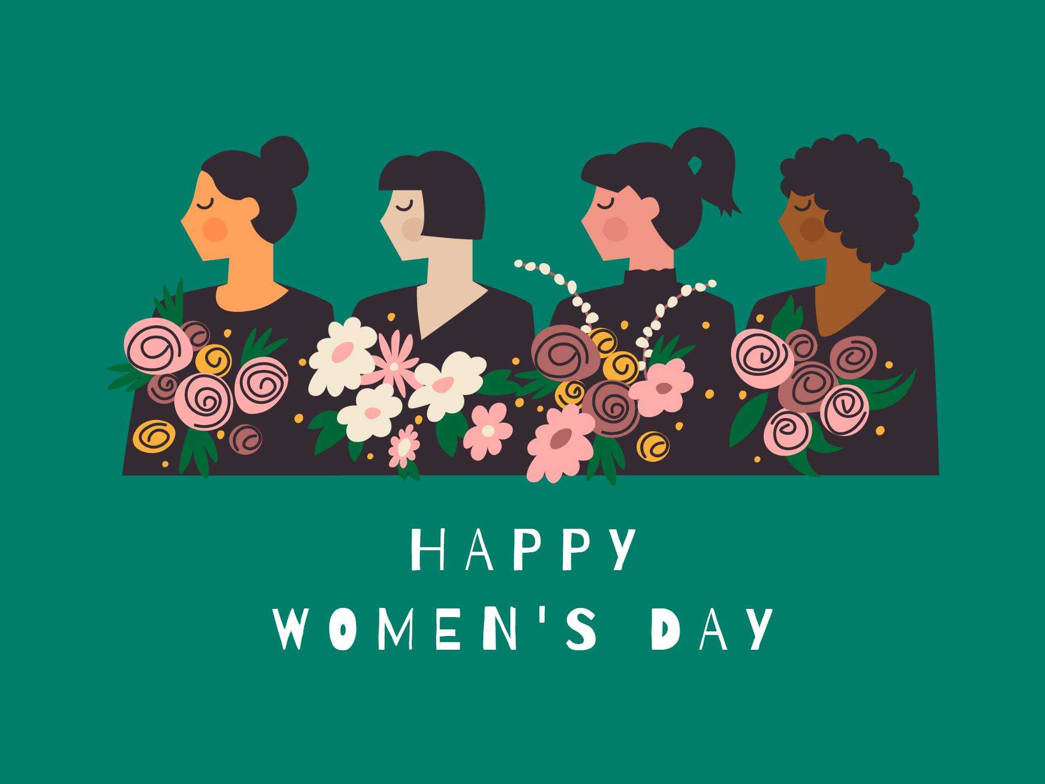 green simple illustration international women's day