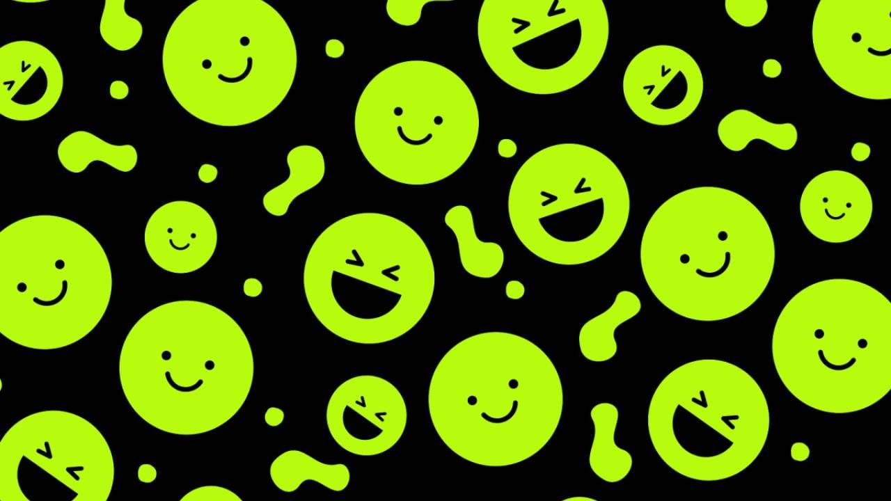 Green acid art Emoji Zoom background by Fotor