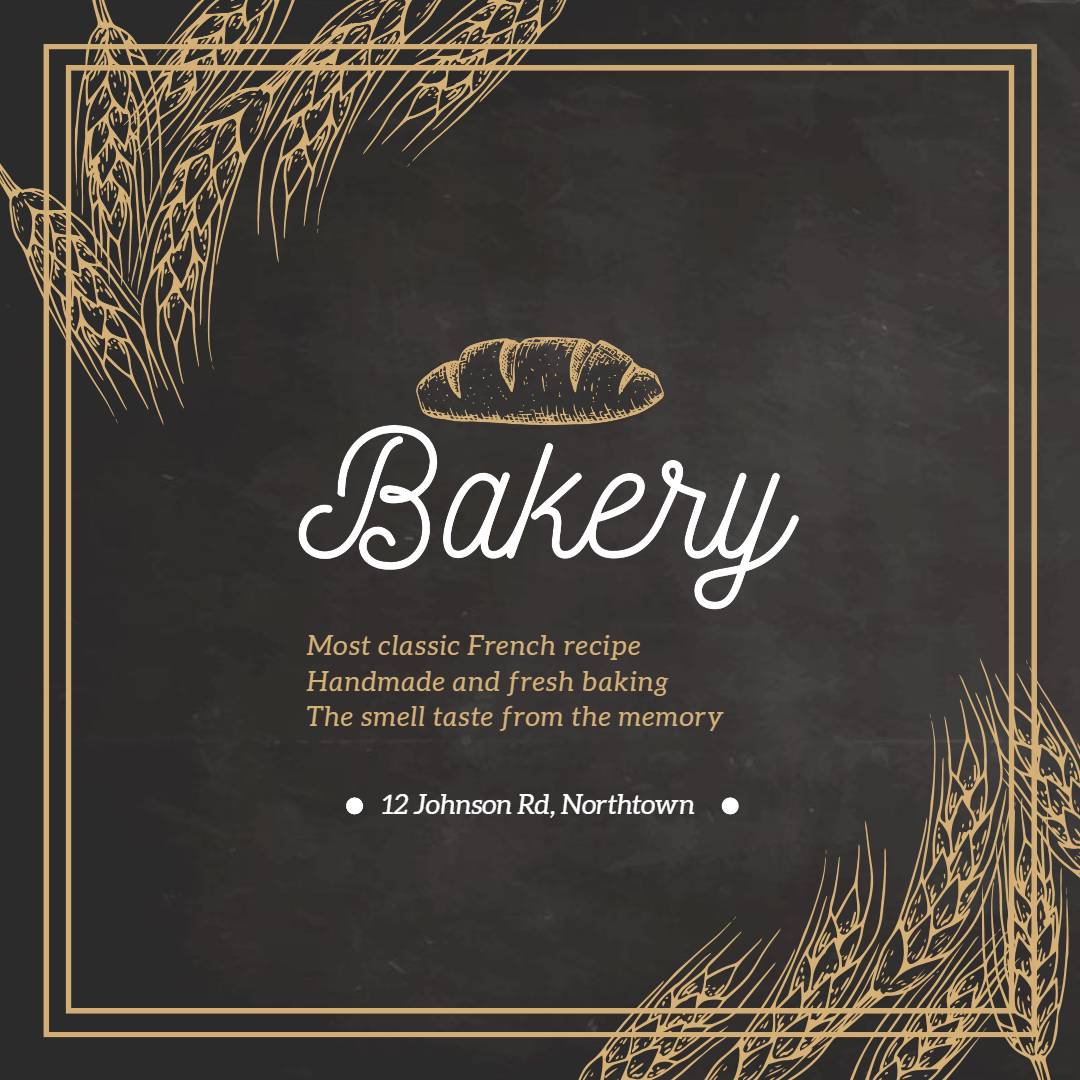 dark black bakery ins template