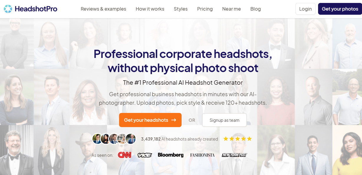 HeadshotPro offical web page