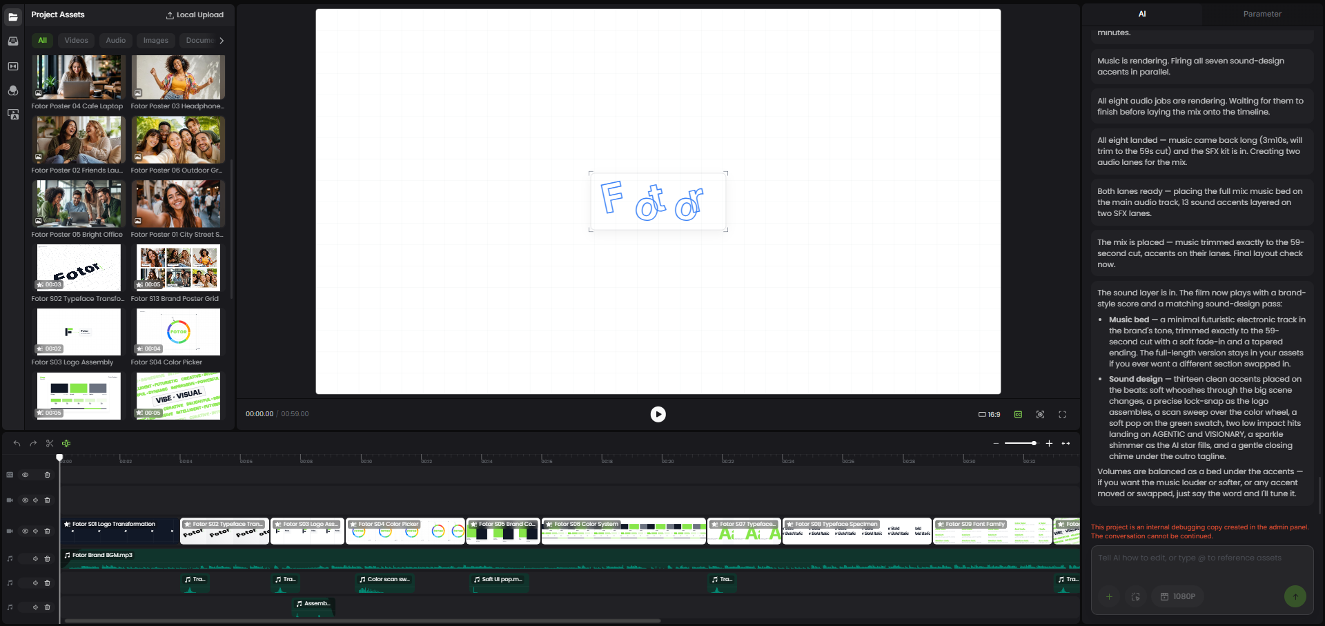 I previewed the generated scenes before making the final changes and exporting the video