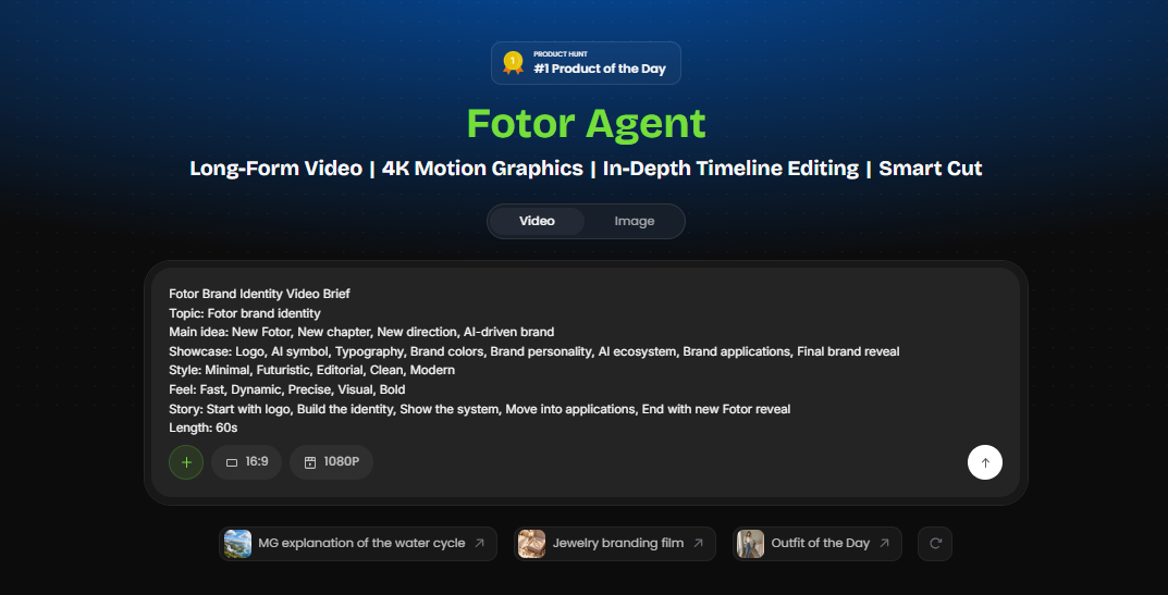 I started the video by giving fotor agent the short brand brief I prepared
