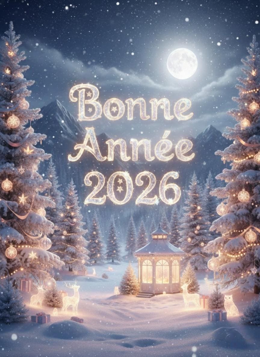 Image de bonne année avec neige