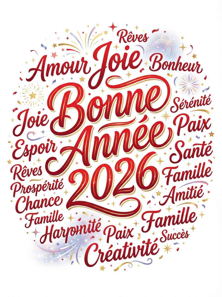 Image de bonne année sous forme de nuage de mot