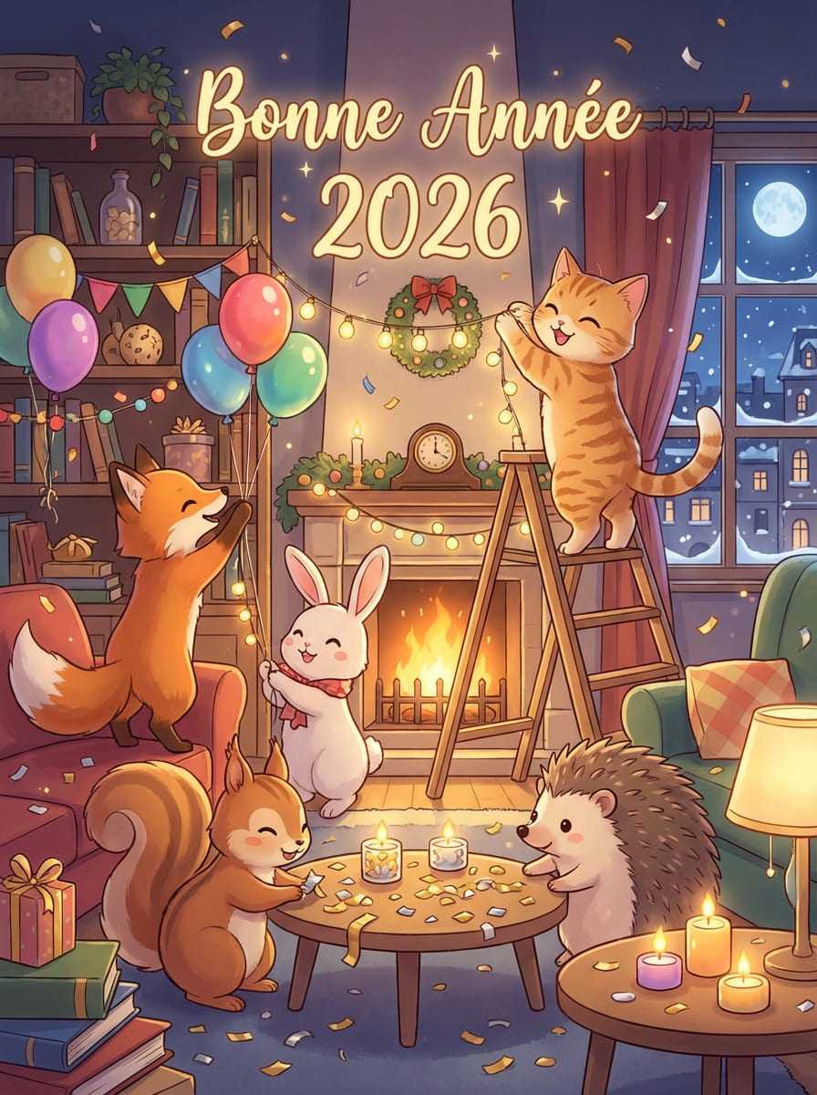 Image du Nouvel An avec des animaux