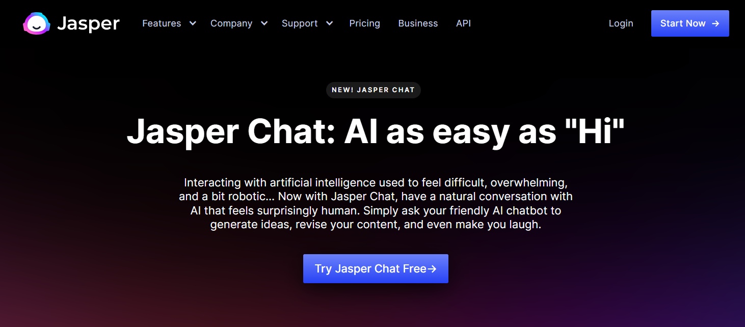 Jasper.ai homepage