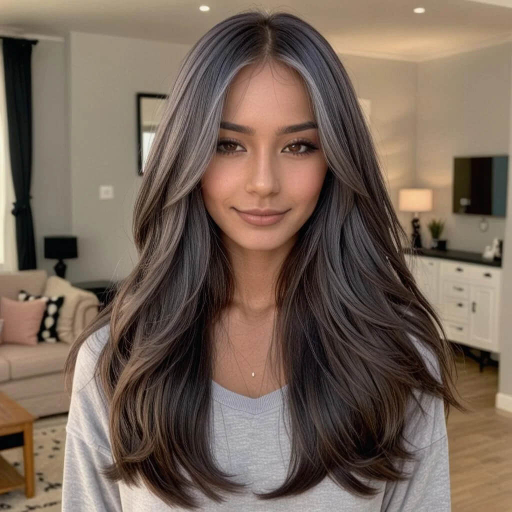 Lange Haare mit Stufenschnitt