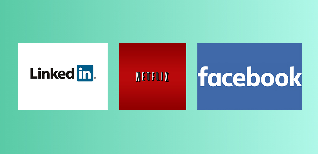 Linkedin, Netflix, Facebook logo