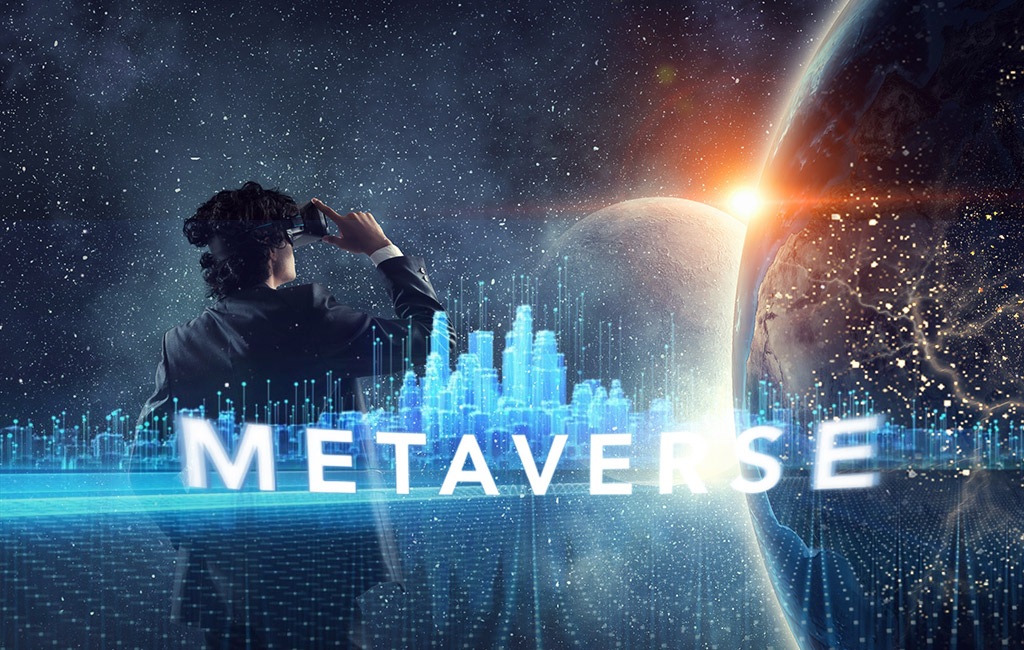 metaverse, man with a vr device, digital world