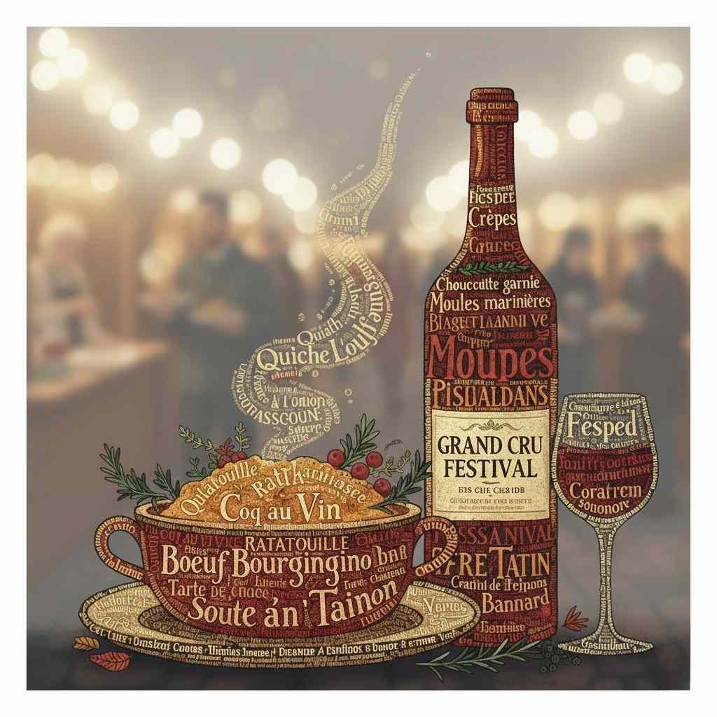 Nuage de mots sur le thème de festival gastronomique généré par le modèle Nano Banana