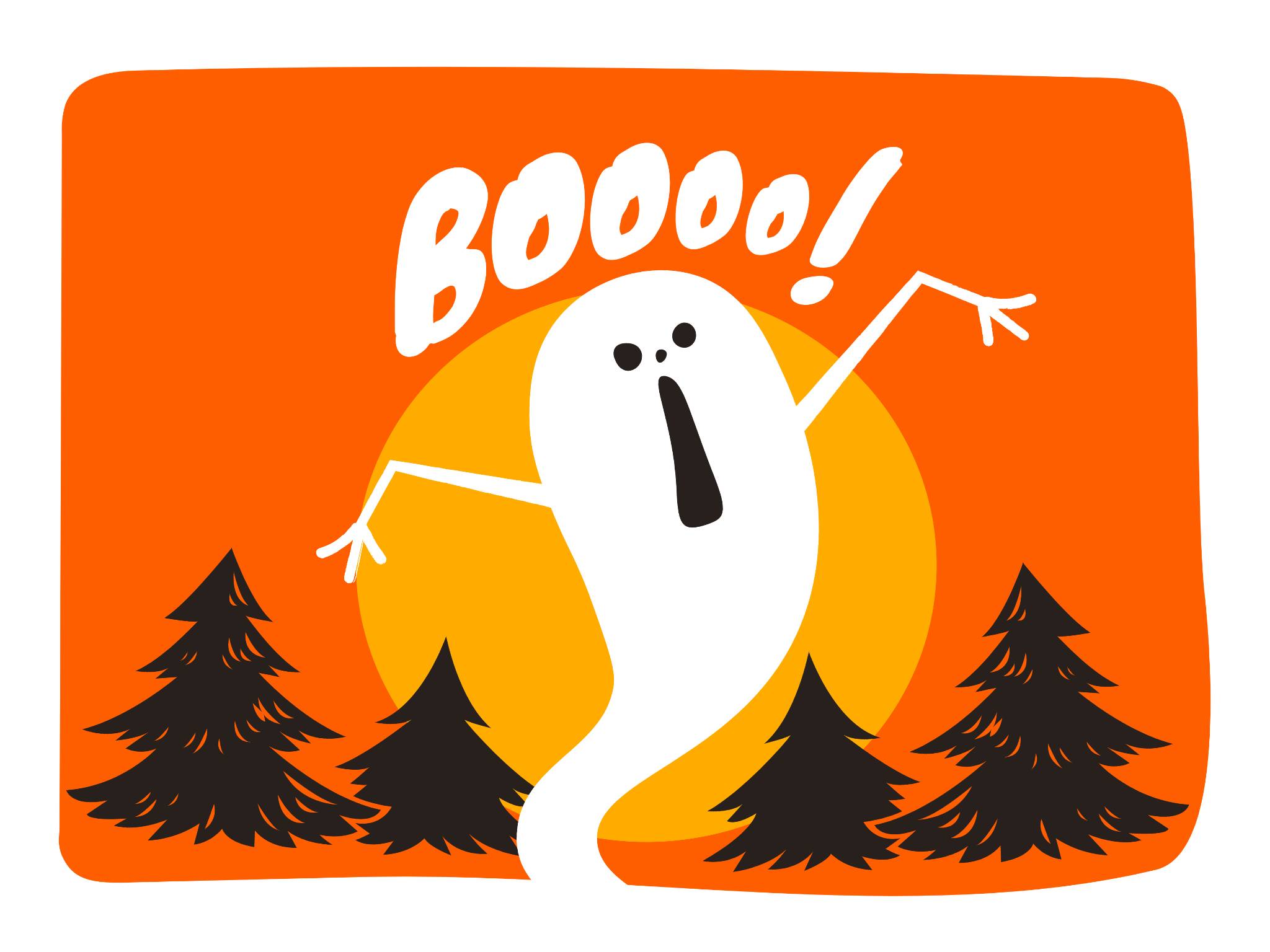 orange ghost halloween card
