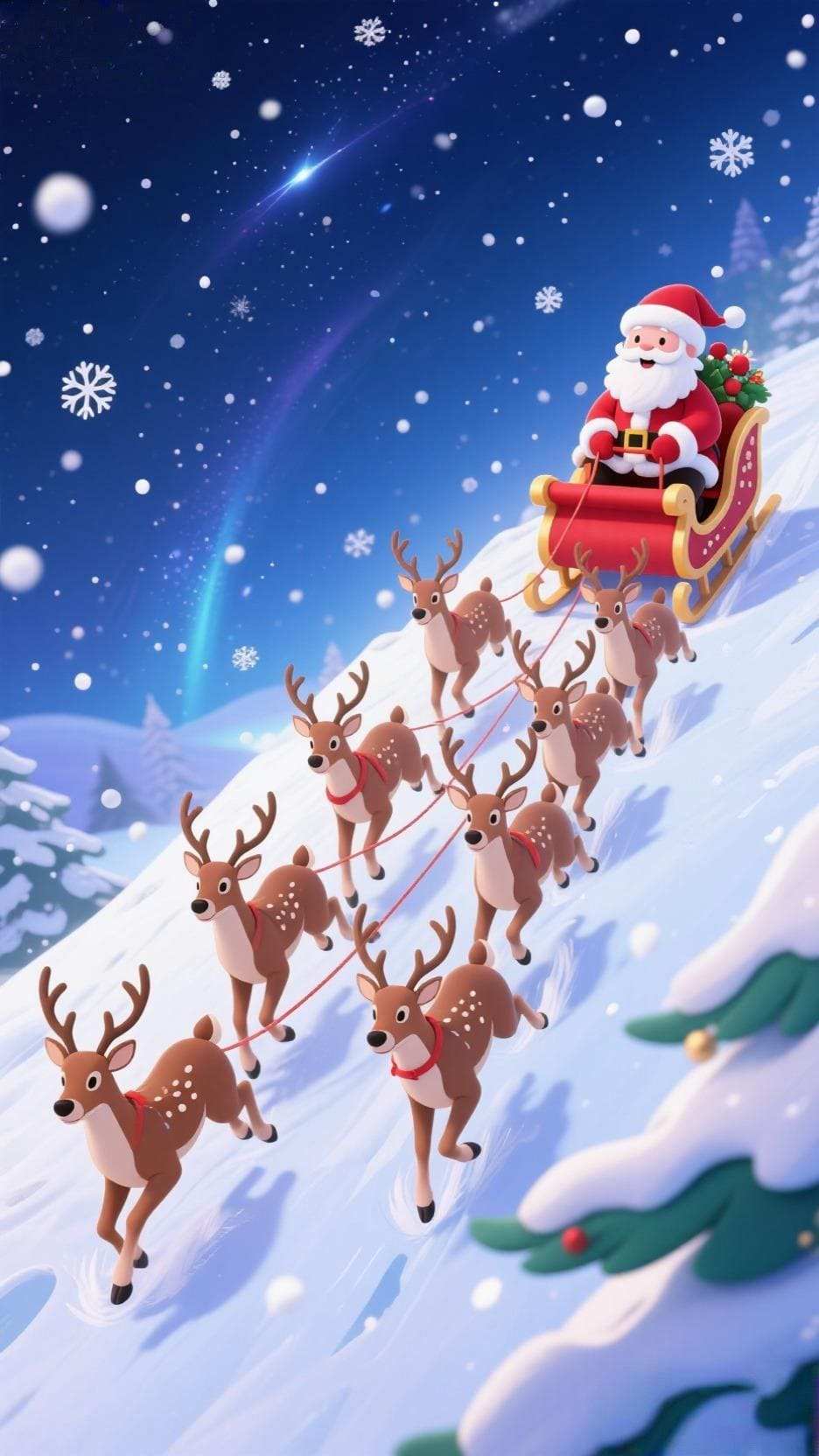 Petit Papa Noël sur traîneau