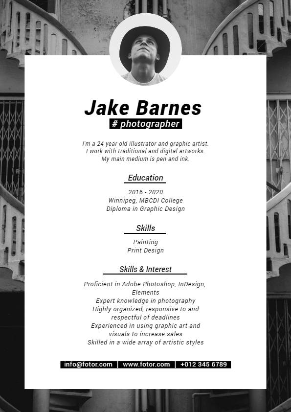 photographer resume template from fotor resume builder