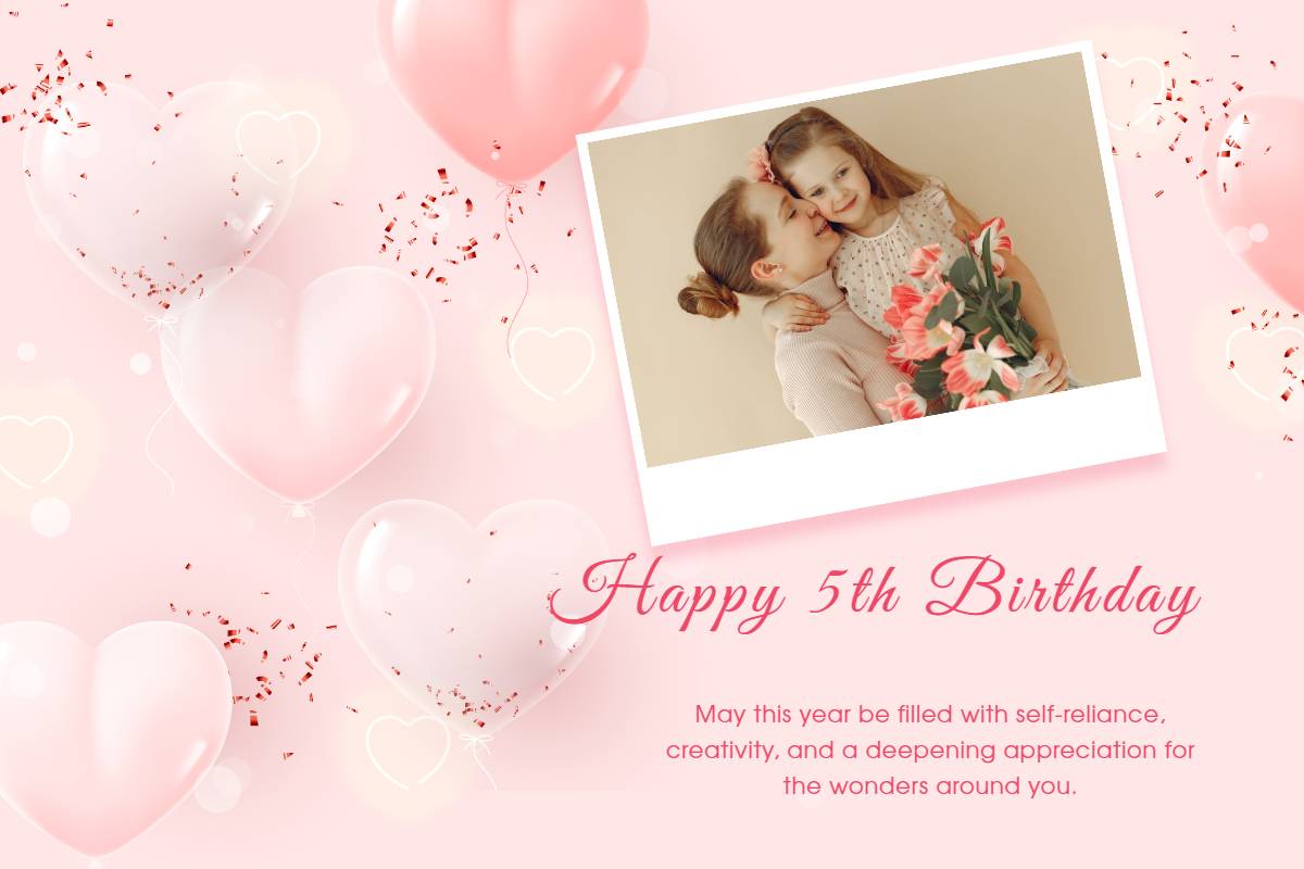 Pink 3d Illustration Hearts Birthday Greeting Card