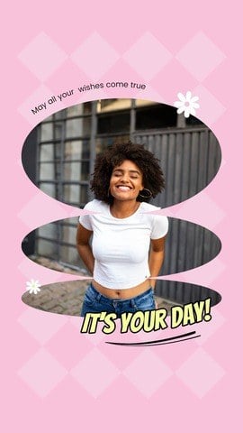 Pink Aesthetic Happy Birthday Instagram Story Template