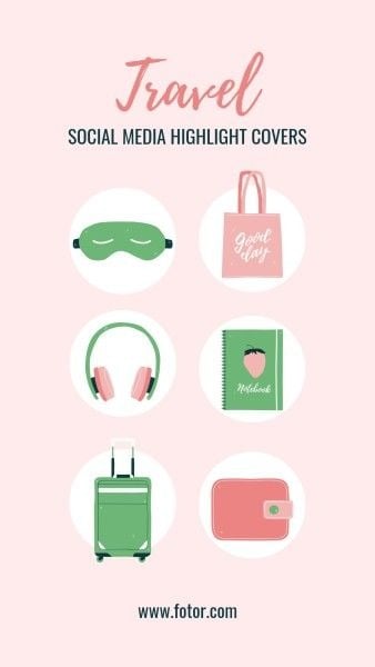Pink And Green Illustration Travel Instagram Highlight Cover