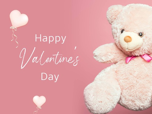 Pink Bear Valentine Love Wish Card by Fotor