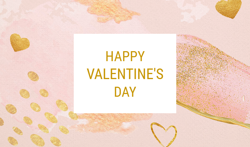Pink Gold Heart Illsuration Valentine Love Wish Background