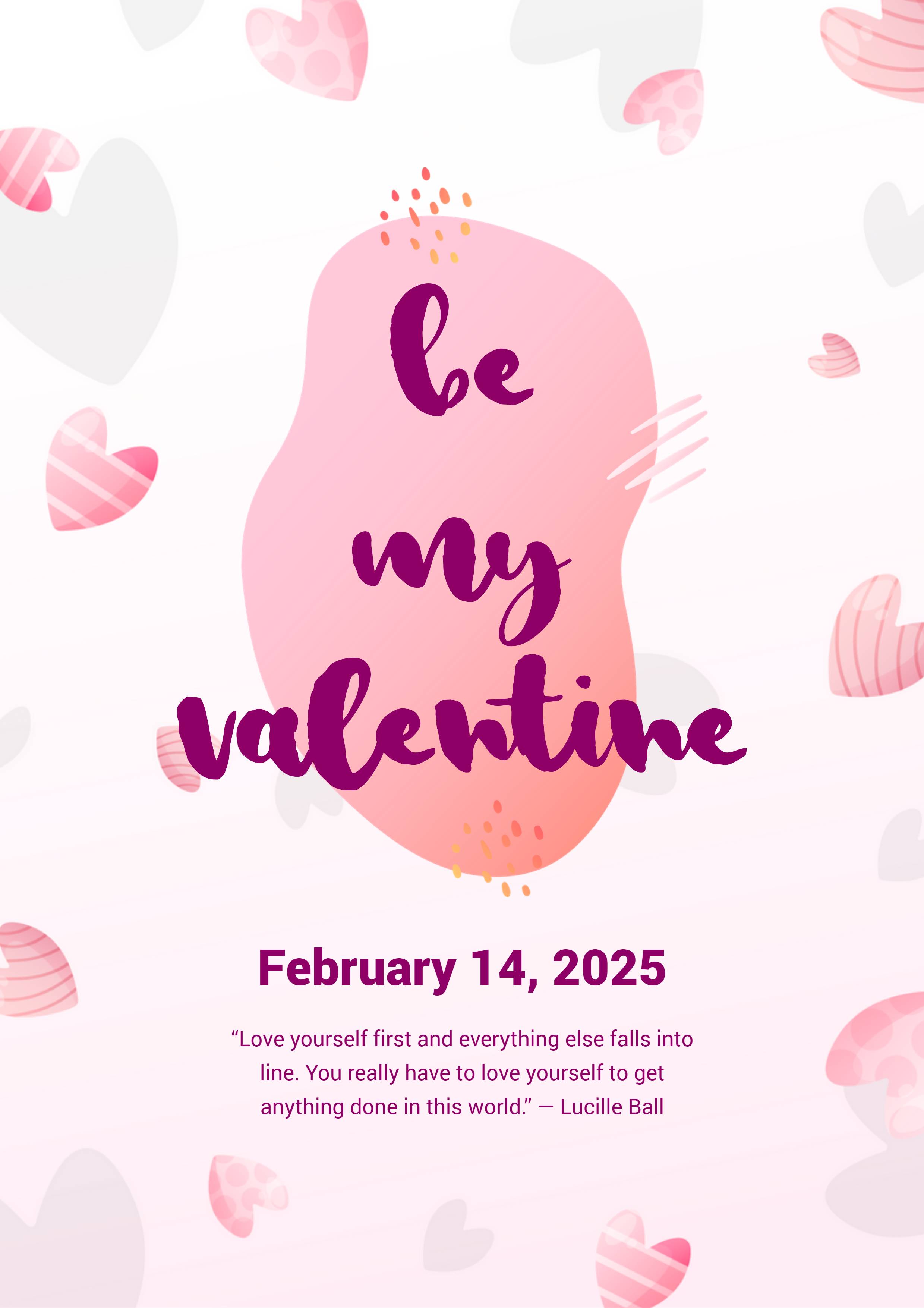 Pink Hearts Valentine's Day Quote