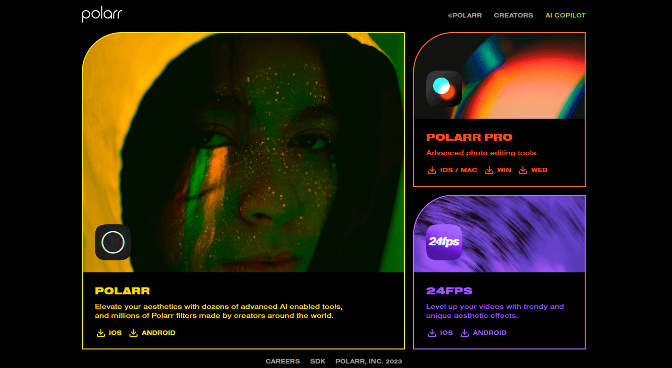 Polarr homepage