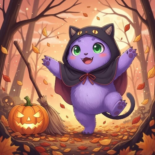 Profilbild für WhatsApp mit den Elementen von Halloween im Chibi Stil