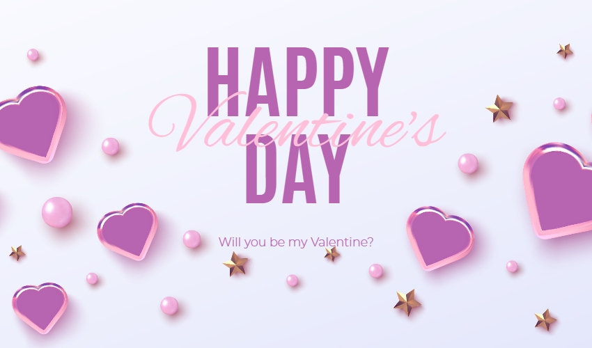 Purple Elegant Happy Valentines Card