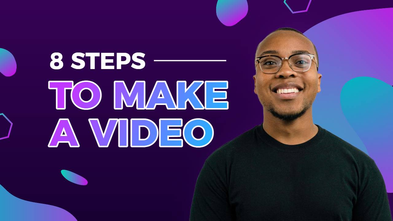 purple tutorial youtube thumbnail about steps to make a video