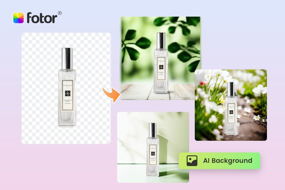 Replace the background for the perfume with Fotor AI background generator